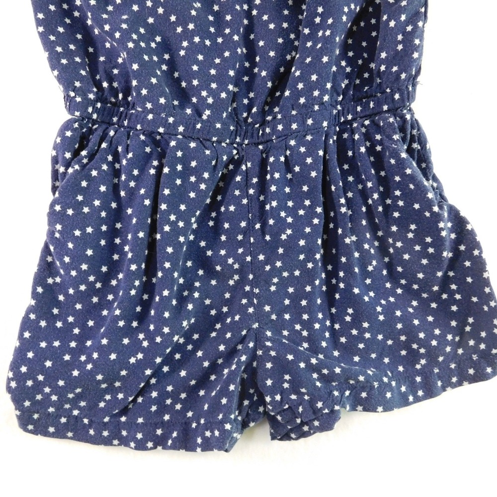 GapKids Romper Girls Size M 8 Blue Star Print Raw Indigo Ruffle Neck - Picture 3 of 9